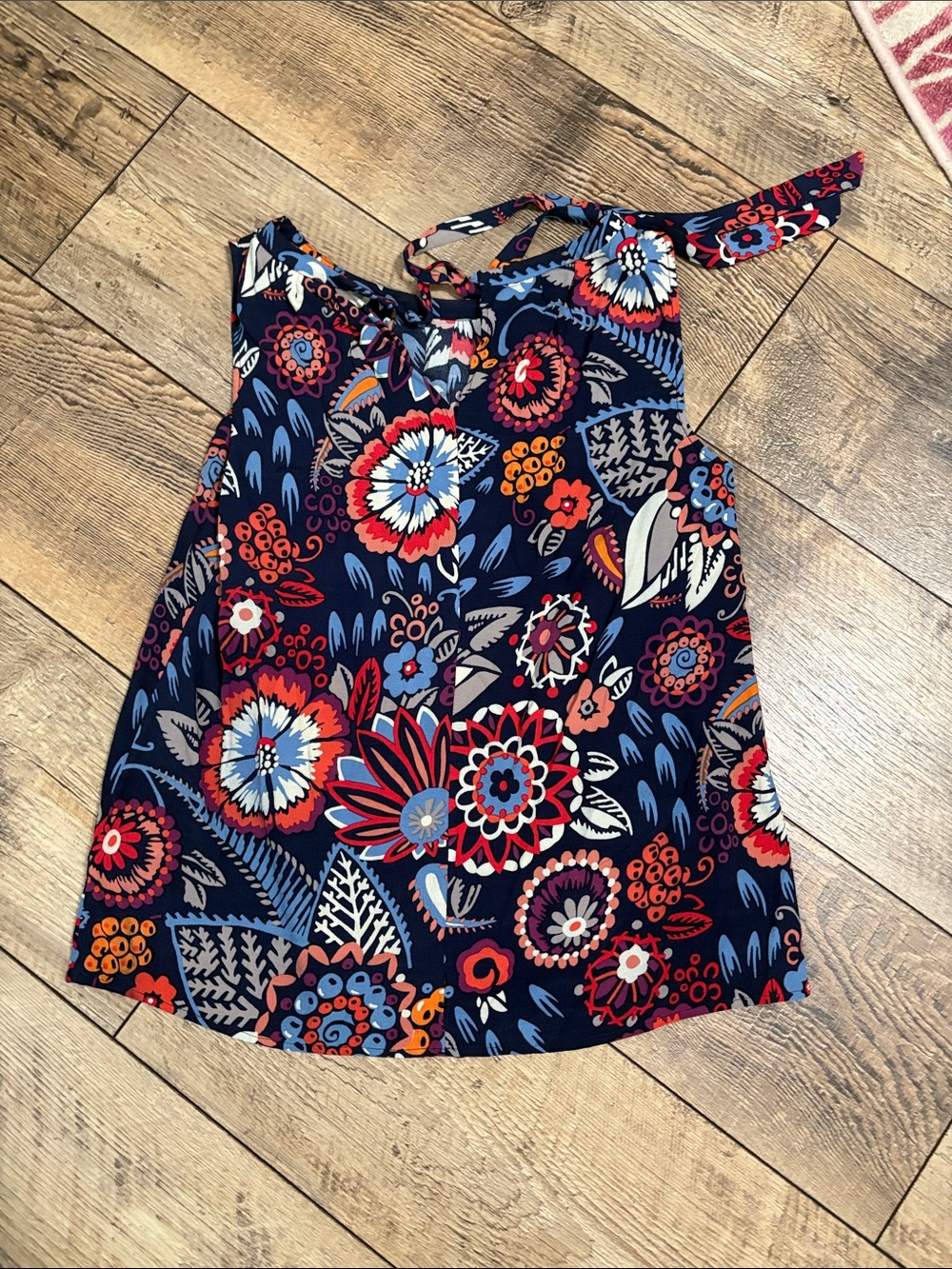 Boden Navy Floral Sleeveless Tank Top With Bold Bloom Print View 2